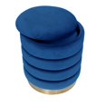 thumbnail image 3 of Pouf de Rangement Rond en Velours Bleu Marine avec Base en Chrome Doré (Lot de 2), 3 of 3