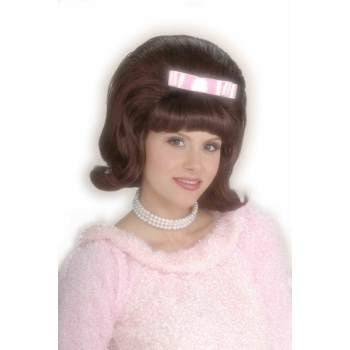 Brown 50s Bouffant Adult Halloween Costume Accessory Wig