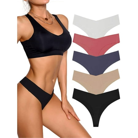 

Deago Womens Underwear Thongs Low Rise Seamless Thong Stretch Invisible Bikini Thongs Panties Multipack (White S)