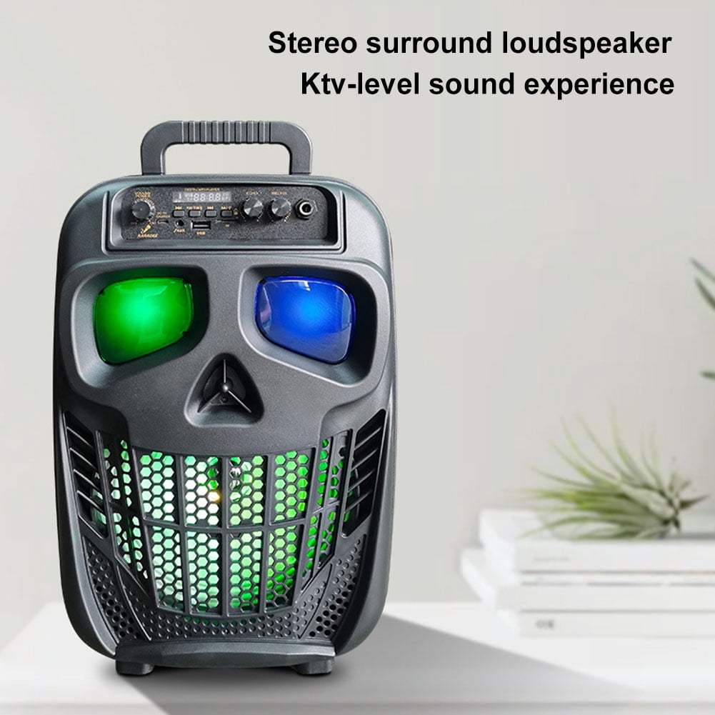 golytefs Skull Wireless Portable Speaker Bluetooth-compatible 5.0 Karaoke Machine Speaker