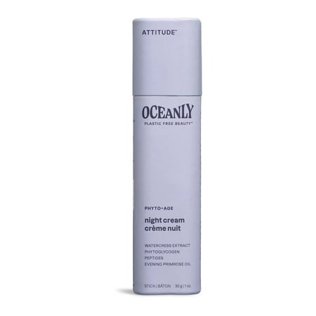 Attitude Oceanly Night Cream Bar, Ewg Verified, Plastic-Free, Plant And Mineral-Based Ingredients, Vegan And Cruelty-Free Face Moisturizing Products, Phyto Age, Unscented, 1 Ounce.