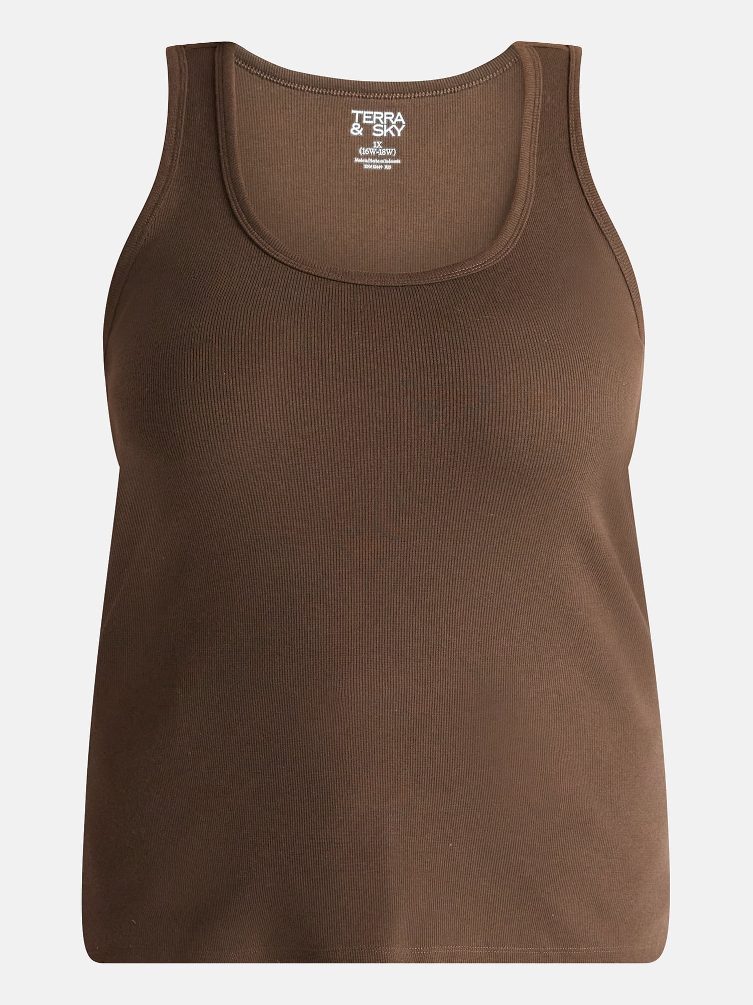 Terra & Sky Women’s Plus Ribbed Tank Top, Sizes 0X-5X