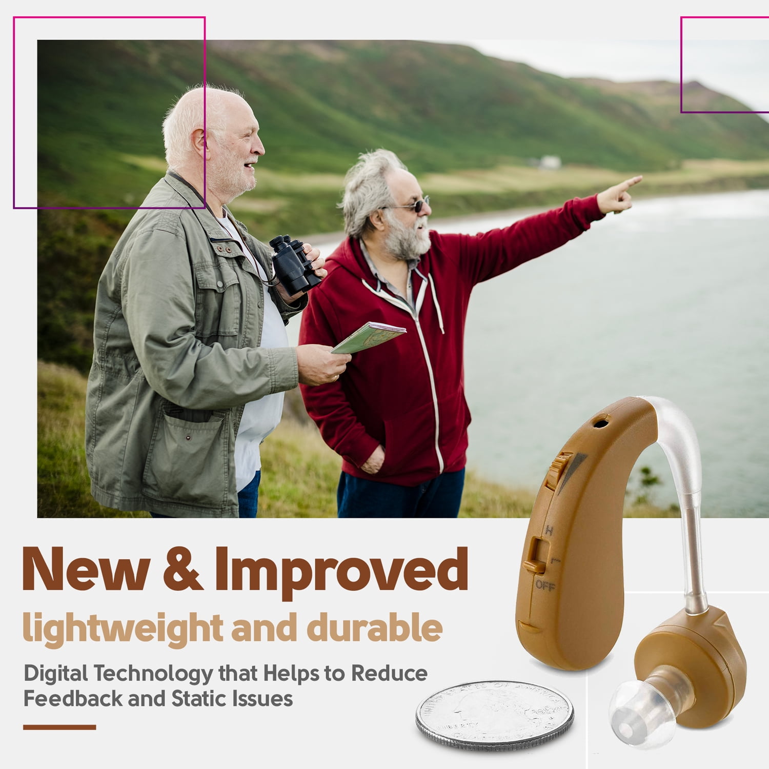 MEDca Small Personal Sound Amplifier with Noise Cancelling, Multicolor, 3-Pack