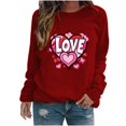 thumbnail image 1 of Amzcrzy Hauts pour Femmes Décontractés Col Rond Printemps Été Hauts Mode Imprimé Cœur d'Amour Saint-Valentin Chemises pour Femmes Classique Polyvalent Manches Longues Tee-Shirt Valentines, 1 of 3