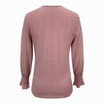 thumbnail image 5 of Towmus Women's Casual Long Sleeve Lace V Neck Layers Mesh Tunic Tops Trendy Elegant Dressy Blouses, Pink, L, 5 of 9