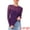 Dark Purple, variant on Women's Mesh Long Sleeve See Through Sheer Top M Black