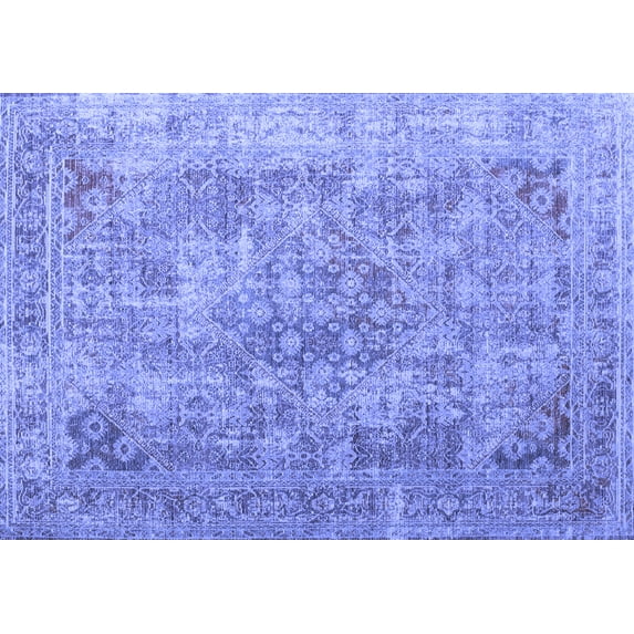 Ahgly Company Indoor Rectangle Abstract Blue Contemporary Area Rugs, 6' x 9'