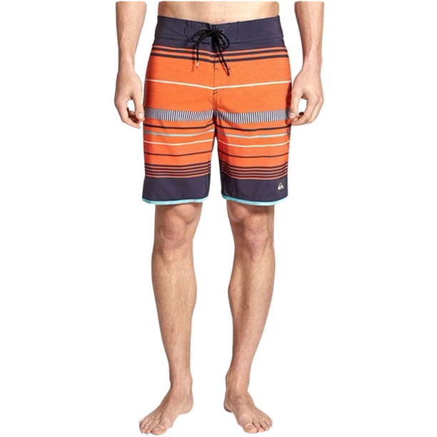 Pantalones cortos Quiksilver AG47 Pacific Stripe Swim Bottom para hombre naranja 34