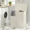 thumbnail image 3 of 154L Double Laundry Hamper with Lid and Removable Laundry Bags, Large Dirty Clothes Hamper 2 section Collapsible Laundry Basket Dorm Room Storage for Bedroom, Bathroom, College,Beige, 3 of 14
