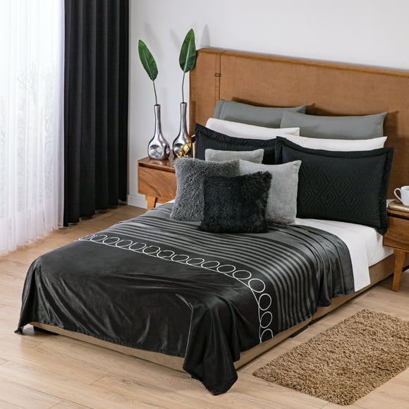 Cobertor Ligero Ultrasuave Colchas Concord Ónix Negro Matrimonial/Individual
