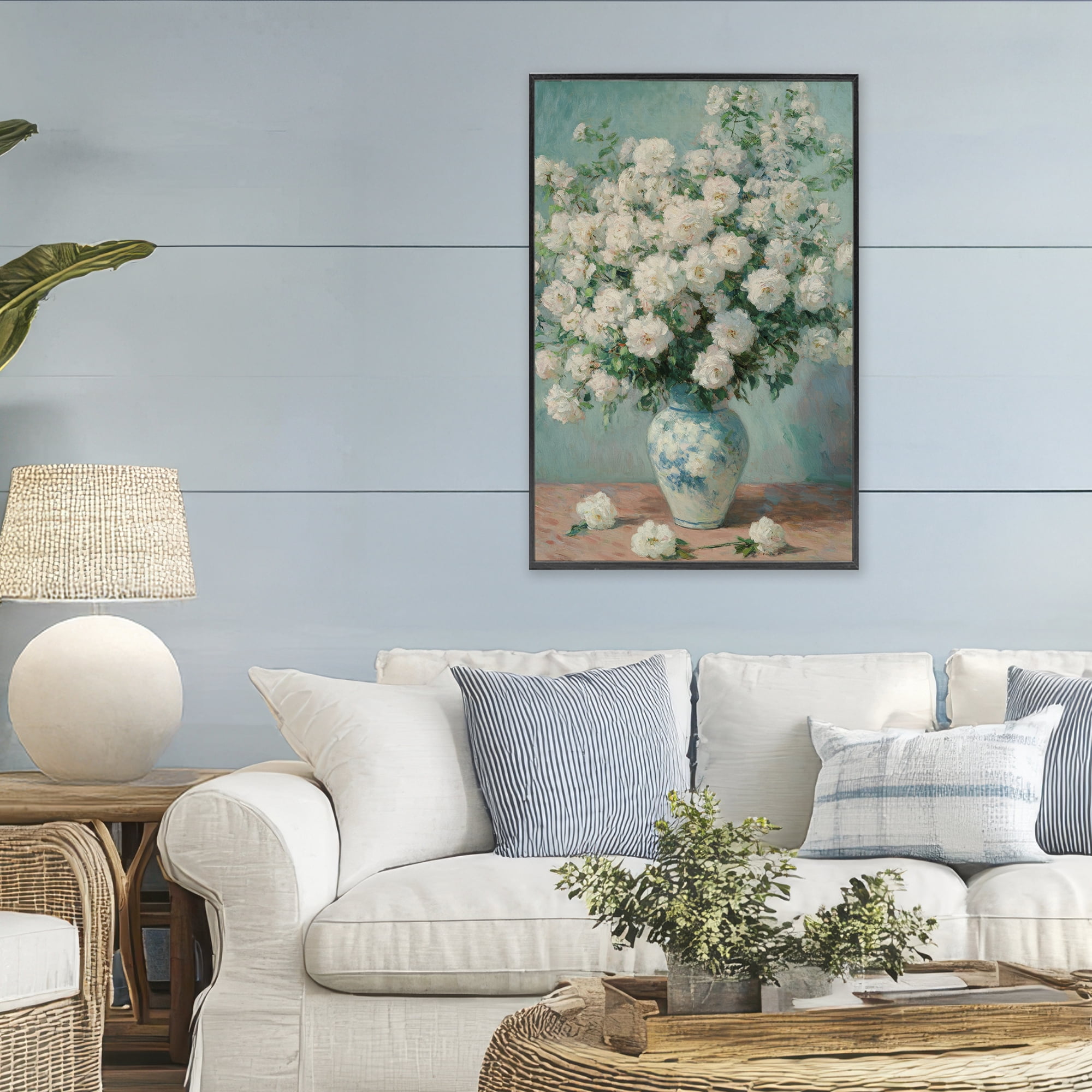 Stupell Industries Lush Bouquet of White Roses Black Framed Giclee Art, design by Petal Prints Design
