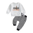 thumbnail image 1 of SUNSIOM Toddler Boy Pants Set Horse Riding Checkered Print Long Sleeve Sweatshirt Plaid Long Pants Fall Winter Outfit, 1 of 8