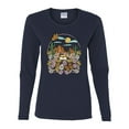 thumbnail image 2 of Wild Bobby Trendy Landscape With Daisies Cactus Monarch Butterfly Nature Lover Women Graphic Long Sleeve Tee, Navy, XX-Large, 2 of 6