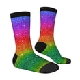 thumbnail image 3 of Uemuo Rainbow Glitter Pattern Women's Crew Socks, Soft Durable Breathable Moisture-Wicking with Odor Control Cotton socks, 3 of 9