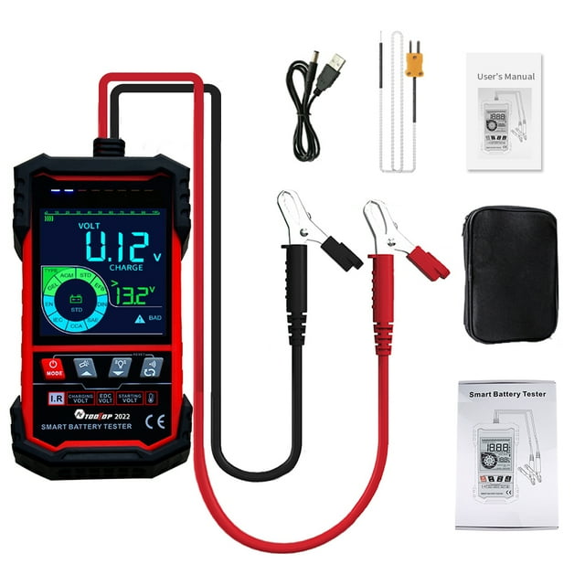 yeacher TOOLTOP Advanced Battery Analyzer with 3.2" Color Display, Dual Voltage Support (12V/24V), Comprehensive Testing Features Including Temperature & Charging Capacity, Built-in Safety