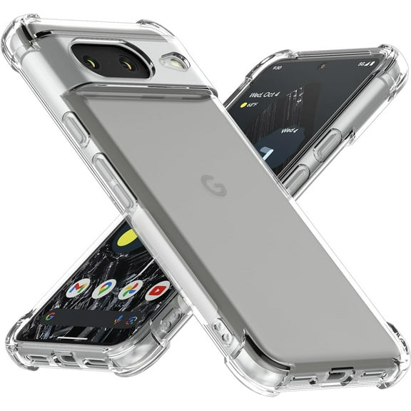 Case for Google Pixel 8, Clear Cover with Reinforced Corner Bumper Slim Fit Shockproof Flexible TPU Case for Pixel 8 - Transparent