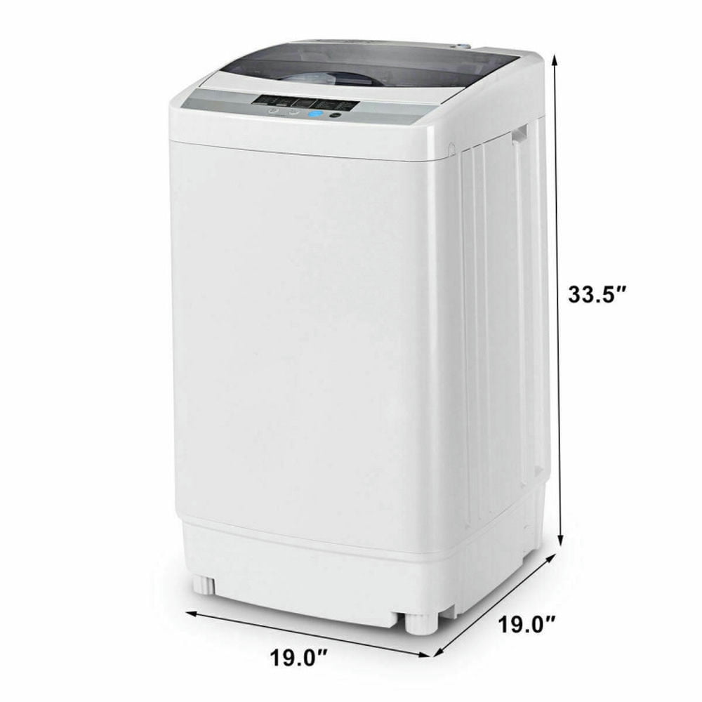 Spaco 12 lbs Washing Machine with 8 Water Level Selections and LED Display, Full-automatic Washing Machine with 10 Wash Programs, Washing Machine for Indoor, Gray