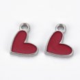 thumbnail image 1 of Rack Plating Alloy Enamel Pendants Cadmium Free & Lead Free Platinum Heart FireBrick 16x17x2mm Hole: 2mm, 1 of 2