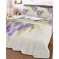 thumbnail image 3 of Quilts Twin Size Bedding Set, Purple Weeping Floral Lightweight Quilted Comforter, Spring Summer Pastoral Flowers Rustic Reversible Bedspread Coverlet with Pillow Covers for All Season, 68" x 86", 3 of 7