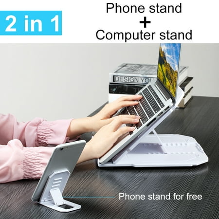 (with Phone Stand) 10 Adjustable Level Portable Heat Cooling Dock Laptop Tablet PC Notebook Stand Holder for under 17 Inch MacBoo-k Pro Air