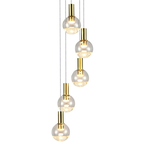 VONN Sienna 5-Light ETL Certified Integrated LED Aluminum Chandelier in Brass