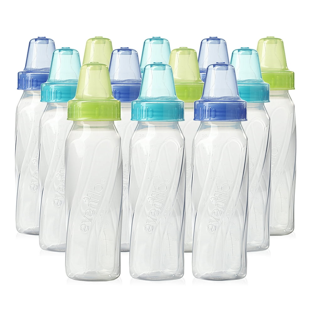 Evenflo Classic BPAFree Plastic Baby Bottles, 8oz, Teal/Green/Blue