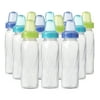 Evenflo Classic BPA-Free Plastic Baby Bottles, 8oz, Teal/Green/Blue, 12ct