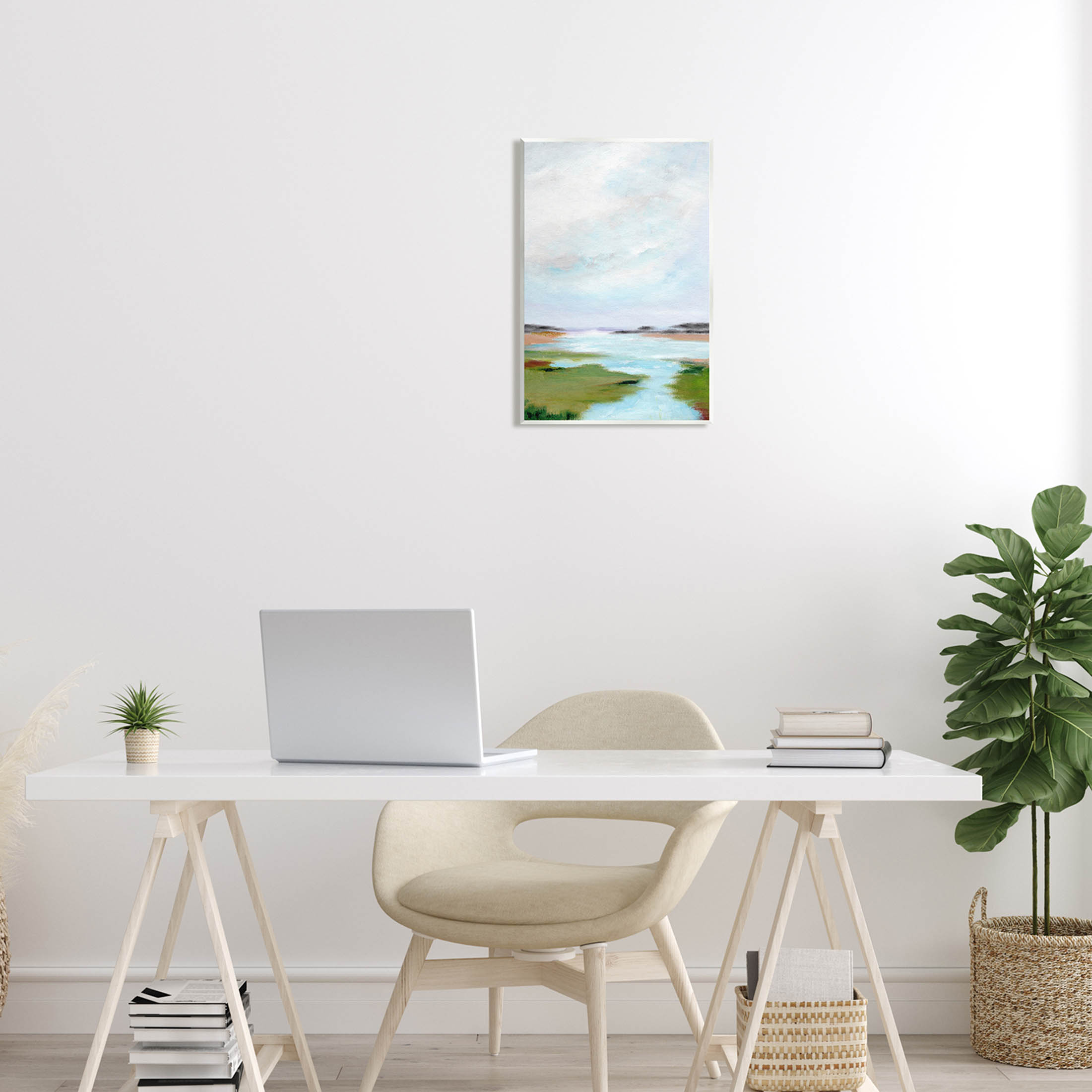 Stupell Industries Tranquil River Soft Dreamy Clouds Painting Unframed Art Print Wall Art, Design by Nikita Jariwala