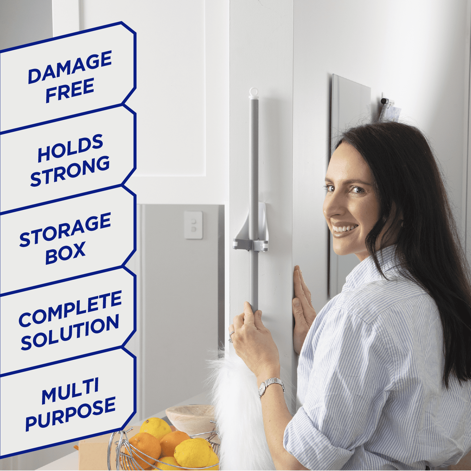 Permastik Adhesive Wall Hooks & Broom Grippers (20 Pack) – Damage-Free Removable Hooks, Heavy Duty Utility Hooks for Kitchen, Home & Garage