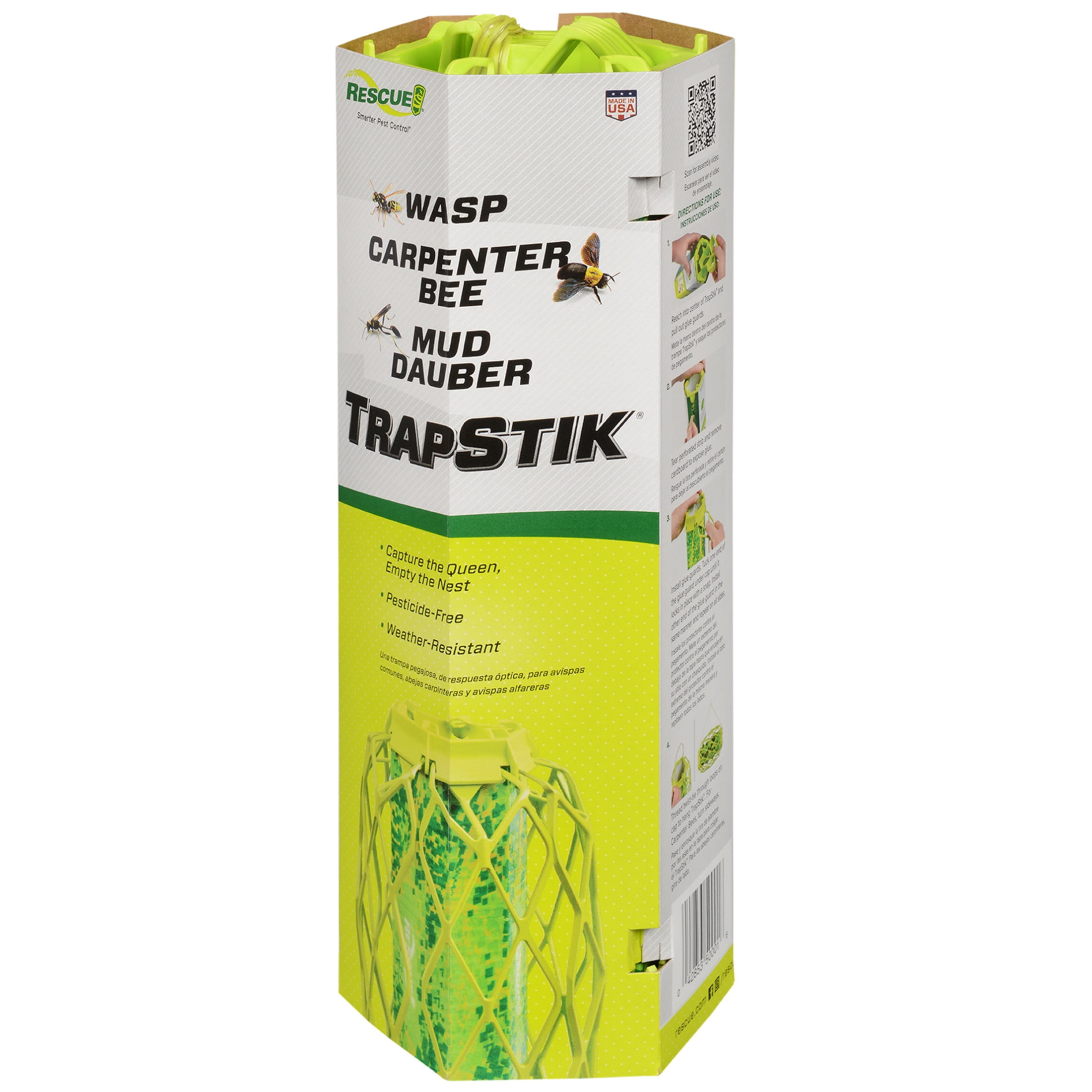 RESCUE! TrapStik for Outdoor Wasps, Mud Daubers, Carpenter Bees