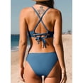 thumbnail image 2 of Cupshe Bikini Set for Women Two Piece Swimsuits V Neck Low Rise Crisscross Back Self Tie Spaghetti Straps, Size XS-XL, 2 of 5