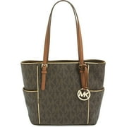 Michael Kors Medium Jet Set Medium M Signature Tote Brown Handbag Bag NEW