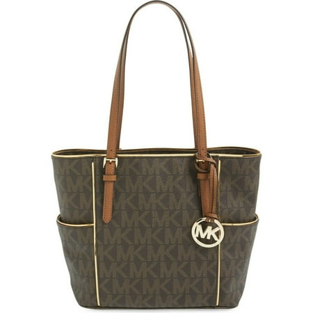 Michael Kors Medium Jet Set Medium M Signature Tote Brown Handbag Bag New