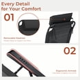 thumbnail image 2 of Pirecart 2PCS Folding Patio Chairs, 5 Level Adjustable Outdoor Lawn Chair with Removable Headrest, Teslin Fabric Patio Chairs with Ergonomic Armrest, Foot Pad, Black, 2 of 10