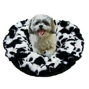 Angle View: Bessie and Barnie Ultra Plush Black Puma / Spotted Pony Deluxe Dog/Pet Lily Pod Bed