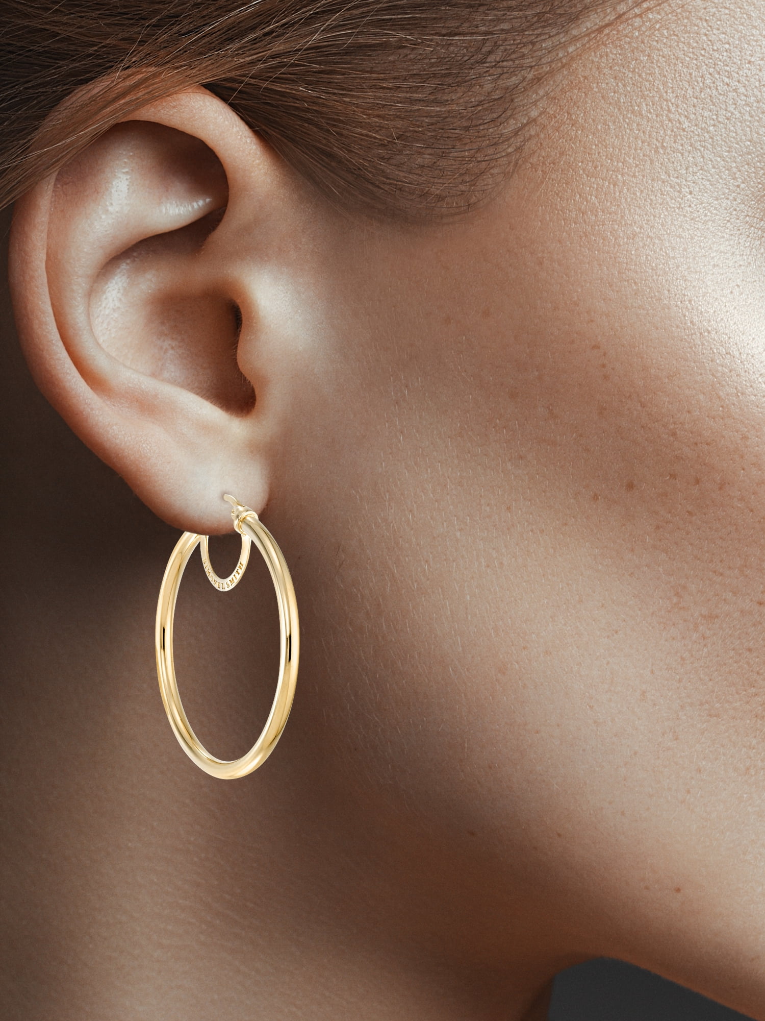 Simone I. Smith for Walmart Gold Tone Round Hoop Earrings Sterling Silver 35mm Walmart