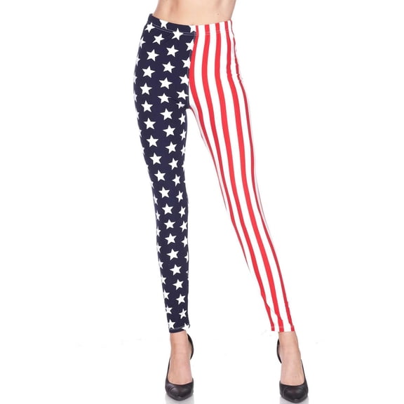 Buttery Soft USA Flag Extra Plus Size Leggings - 3X-5X (XPlus One Size,Blue)