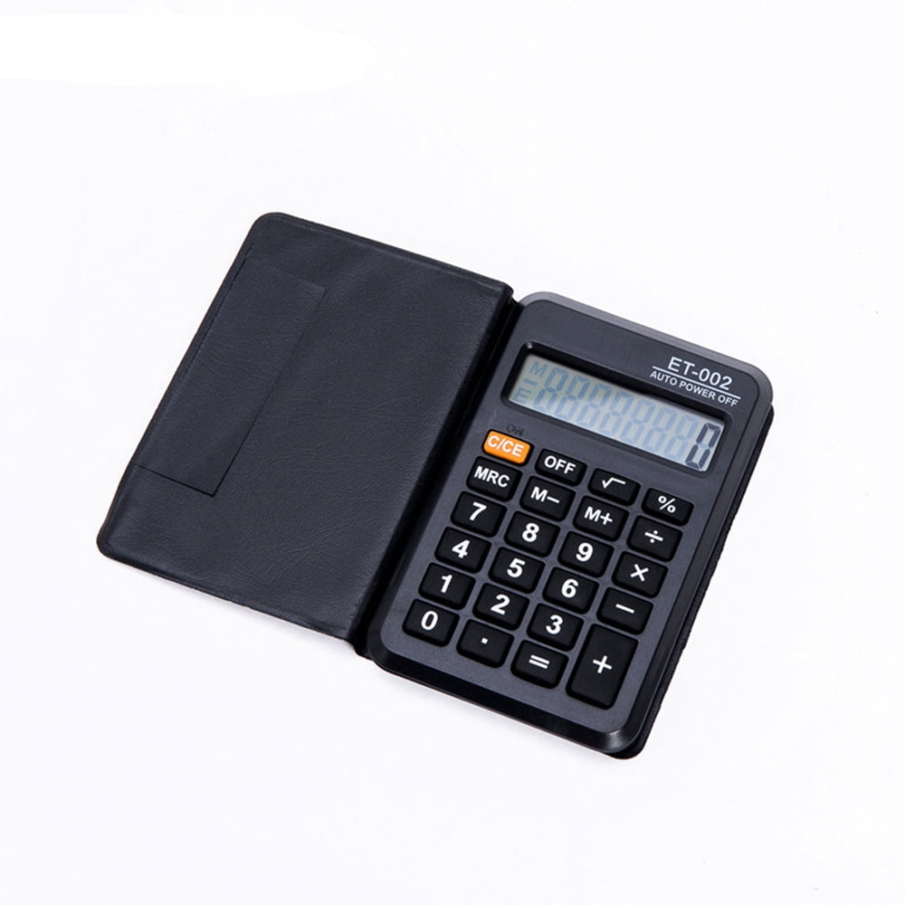 tooloflife Premium Mini Pocket Calculator with Leather Cover for Basics Budgeting Business Working Black