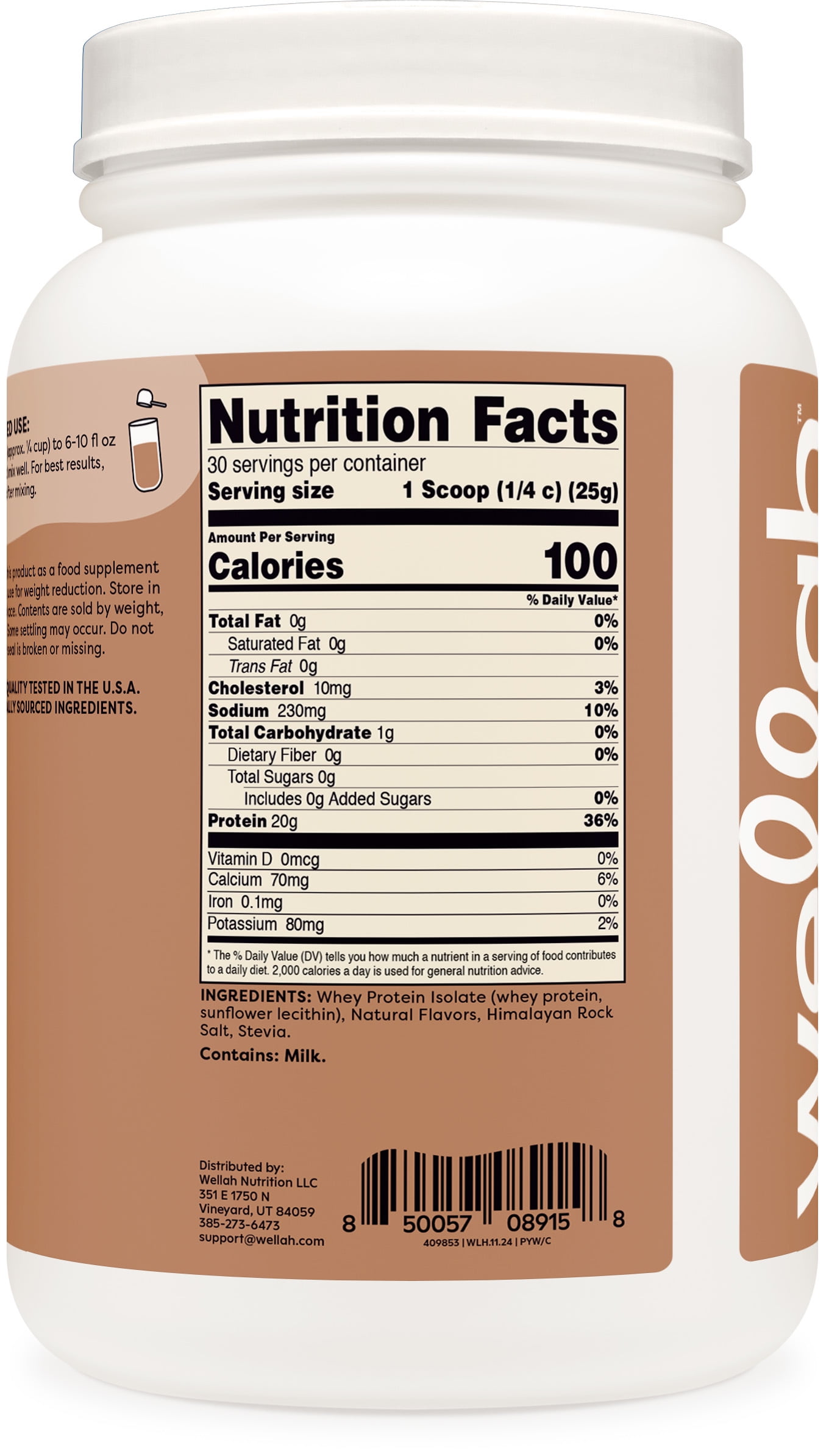 Wellah Your Whey (30 Servings, Coconut Flavored) - Whey Protein Isolate Protein
