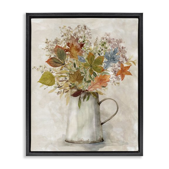 Stupell Industries French Country Fall Florals Country Jug Black Floating Frame Canvas Art, 25 x 31, by Carol Robinson