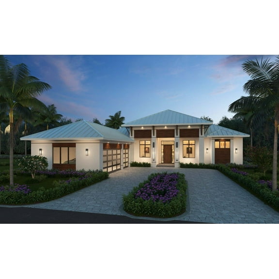 013-35171: Mediterranean Contemporary 4 Bed, 4 Bath Luxury Home Plan, 3517 Sq Ft: Full Blueprints with License to Build by Home Plan Marketplace - Lesuto