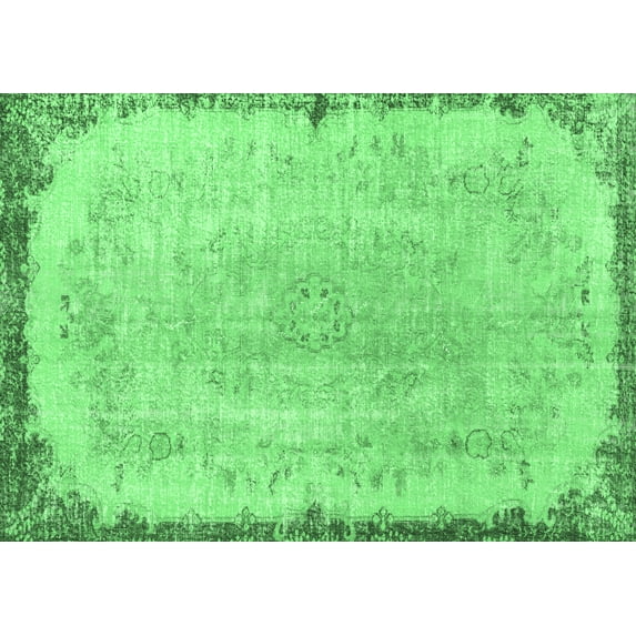 Ahgly Company Indoor Rectangle Persian Emerald Green Traditional Area Rugs, 7' x 10'