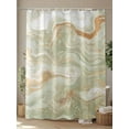 thumbnail image 4 of Marble Shower Curtain, Abstract Fluid Art Green Brown Marble Texture Modern Waterproof Shower Curtain Set with 12 Hooks Lightweight Washable Fabric Shower Curtains for Bathroom 36x72 Inches, 4 of 6