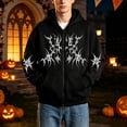 thumbnail image 2 of Telankuip Mens Y2k Zip up Oversized Hoodies Retro Gothic Graphic Baggy Full Zipper Hooded Sweatshirt Jackets Fall Winter Long Sleeve Lined Warm Outerwear Halloween Outfit Black XL, 2 of 4