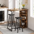 thumbnail image 2 of QinaQin 3-Piece Small Bar Table and Chairs Set with 3 Storage Shelves, Retro Kitchen Dining Set for 2, 2 of 9