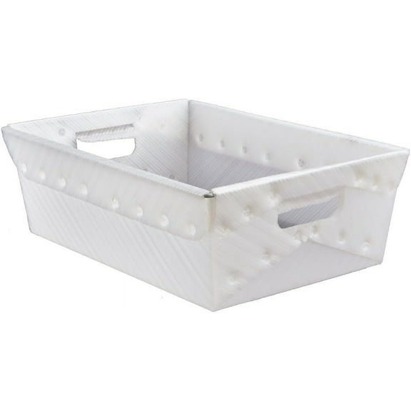White Plastic Storage Totes and Stackable Storage Bins - Industrial Strength Containers for Organizing at the Office and Home - Holds Up To 80 Lbs - 18" x 13" x 6" - Pack of 5