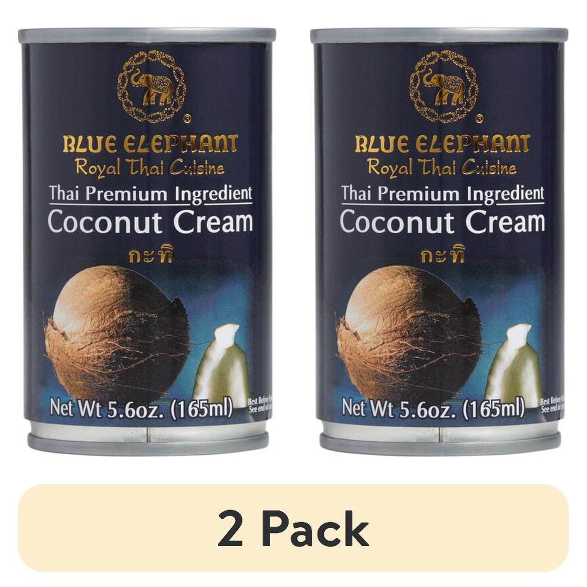 (2 pack) Blue Elephant Royal Thai Cuisine Shelf-Stable Coconut Cream 165ml Gluten-Free