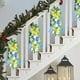 thumbnail image 1 of Decoración de la escalera de Navidad Corona de lágrimas | Decoración de puertas colgantes con luces LED | Pino artificial, ornamentos rojos y dorados, lazo | 17,7"x7,87" | Realzador de barandillas, 1 of 6
