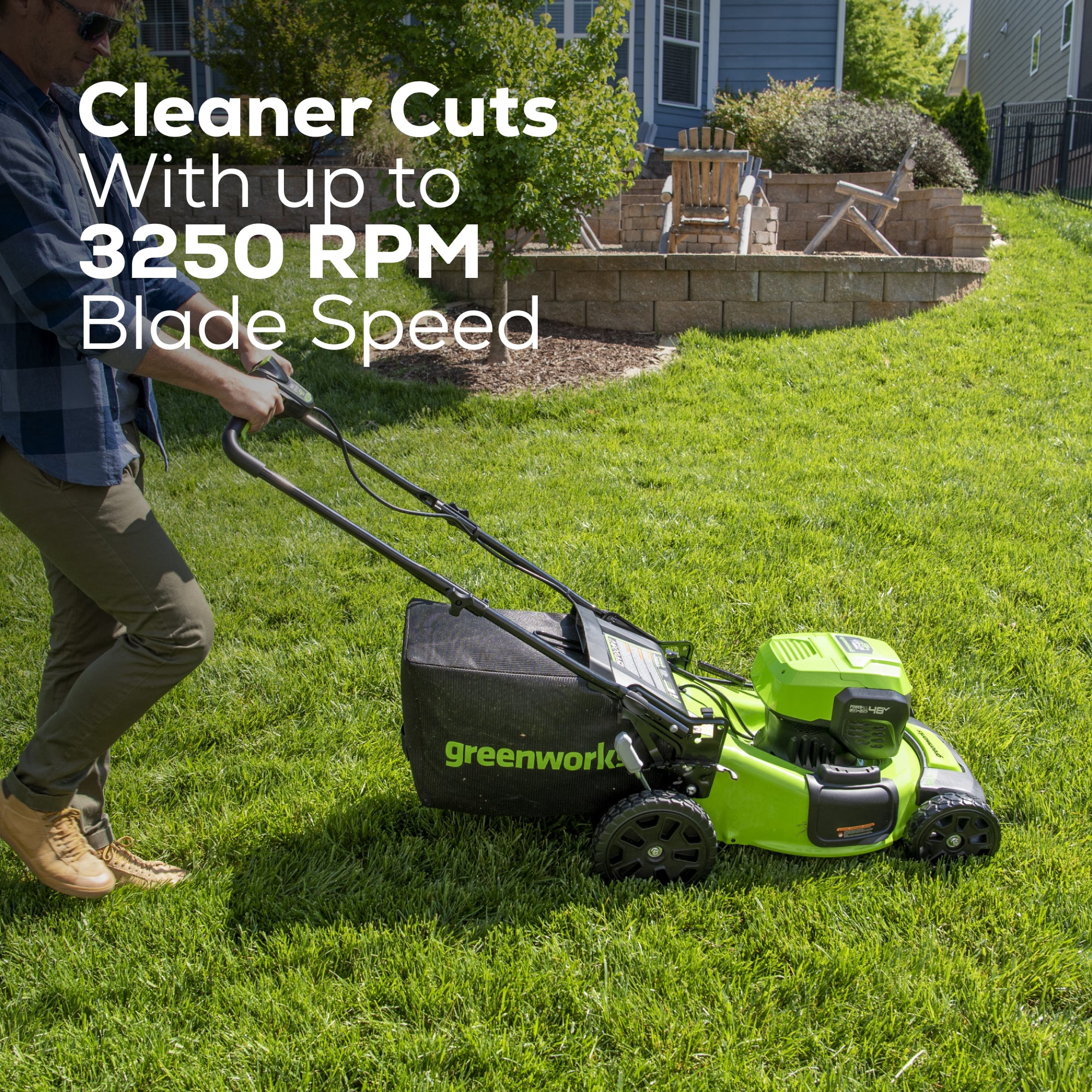 Greenworks 48V (24V x 2) 20" Cordless Battery Push Mower 3PC Combo Kit w/ (2) 4.0Ah USB Batteries,(1) 2.0Ah Battery,(1) Dual Port Rapid Charger & (1) Charger
