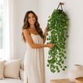 thumbnail image 7 of BingTong Artificial Hanging Ivy Vine Plant, Faux Round Leaf Green Wall Hanging Basket Foliage, No Maintenance Fake Trailing Greenery for Indoor Wall Decor C, 7 of 7
